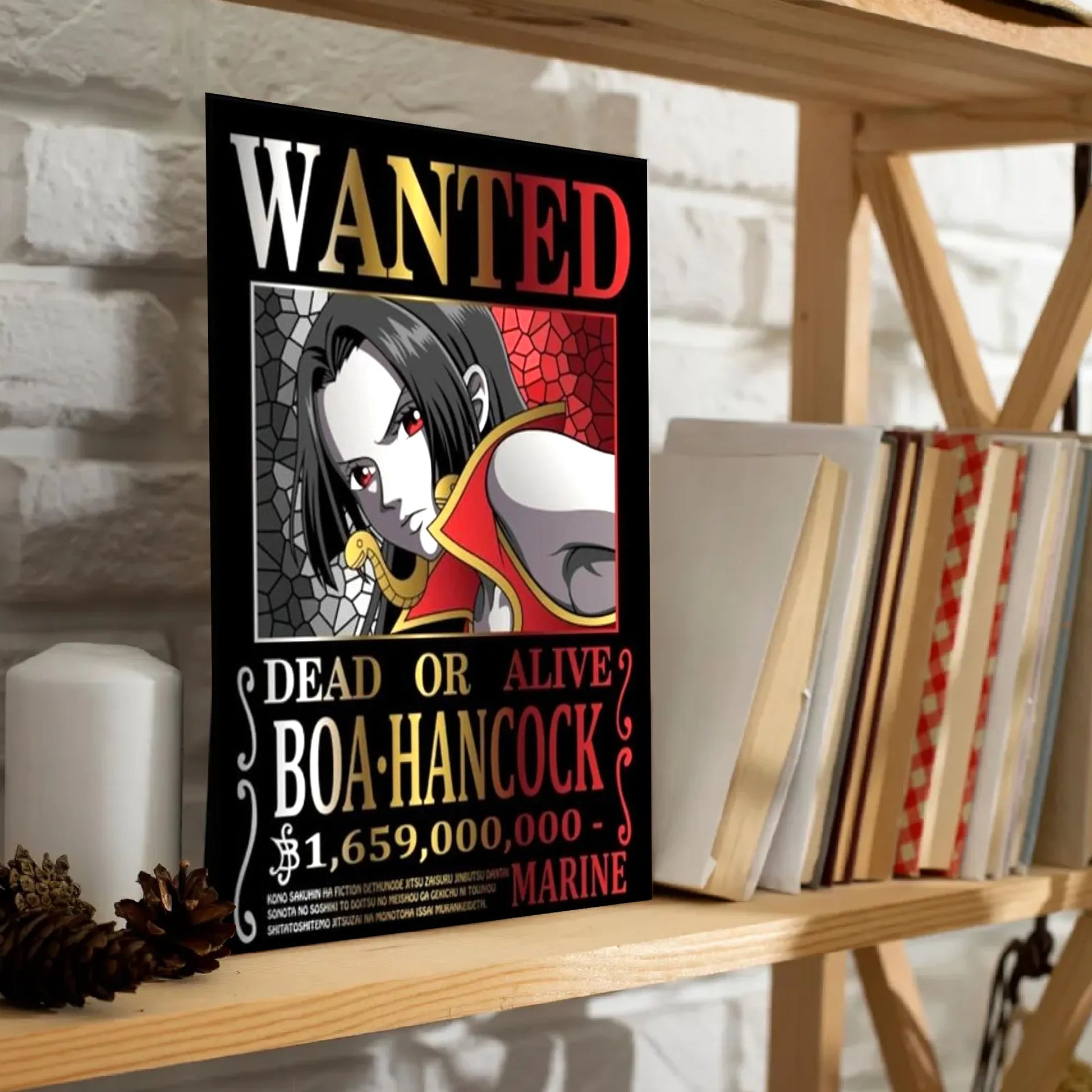 Boa Hancock Wanted Poster Red Black Anime Wall Art - PokeTCG