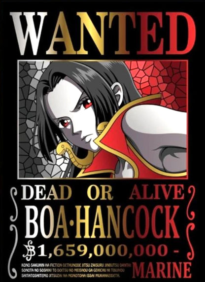 Boa Hancock Wanted Poster Red Black Anime Wall Art - PokeTCG