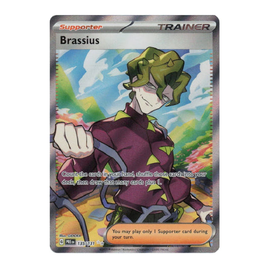 A single Pokémon trading card featuring Brassius, a Supporter Trainer card from the Scarlet & Violet set. The card is shown against a plain white background.