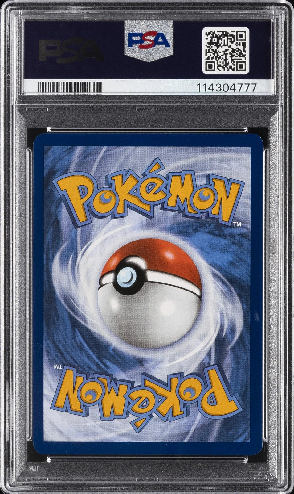 Pokémon trading card in a PSA protective case with logo and number