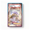 A holographic collectible card slab containing a Caitlin Silva Pokémon TCG card, graded PSA 10 by the official grading service. The slab itself has a blue-to-purple iridescent border, and the inner card features an anime illustration of Caitlin in a lavender outfit.