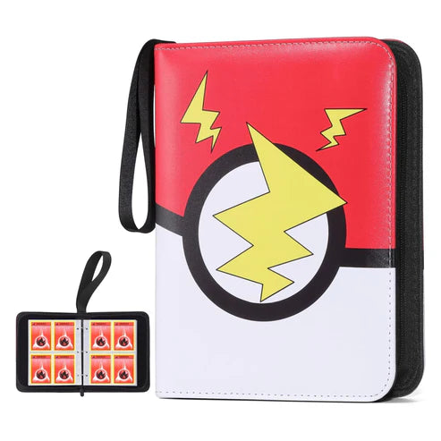 Card Binder 4-Pocket, Trading Card Collector with 50 Removable Sleeves, 400 Cards Pocket Portable Album Holder Book(Red)