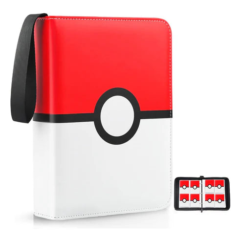 Card Binder 4 Pocket, Trading Card Holder Fits 400 Cards With 50 Removable Sleeves, Portable Collection Card Ablum, Game Card Case book With Zipper for Gift, Red