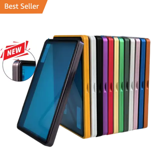 Stack of colorful phone cases with a 'Best Seller' and 'New' label on a white background
