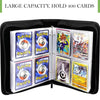 Card holder with multiple Pokémon trading cards displayed, emphasizing its capacity to hold 400 cards.