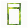 A rectangular decorative frame or insert with rounded corners, featuring a green leaf pattern border and a large blank white center cutout, shown on a plain light gray background.