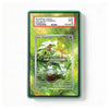 A green PSA slab-protected Pokémon TCG card featuring Caterpie, shown against a plain white background. The slab has a white top label with red and blue PSA branding and example text.