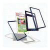 Three transparent acrylic display frames with dark blue borders are shown floating against a white background, with a graded Pokémon card partially visible inside one frame to demonstrate use.