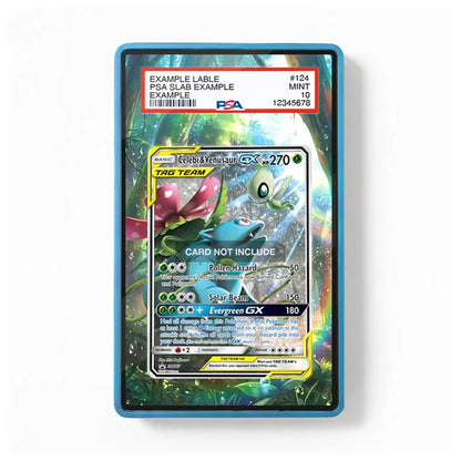 A PSA graded sample Pokémon TCG card in a blue protective slab, showing a Koffing illustration with grading details printed on the top label.