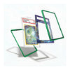 Three transparent acrylic display frames with colored borders are shown floating around a graded Pokémon TCG card on a clean white background. The frames appear to be the product being sold, with the card used as a display prop.