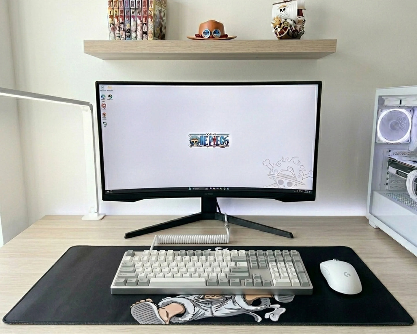 Gear 5 Luffy Mousepad Anime Desk Mat XL One Piece Nika Power Gaming Mouse Pad Black White - PokeTCG