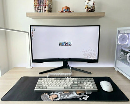 Gear 5 Luffy Mousepad Anime Desk Mat XL One Piece Nika Power Gaming Mouse Pad Black White - PokeTCG