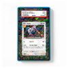 A PSA graded protective card slab containing a Pokémon card, shown against a plain white background. The slab has a blue border and a red header label at the top with PSA branding and grading details.