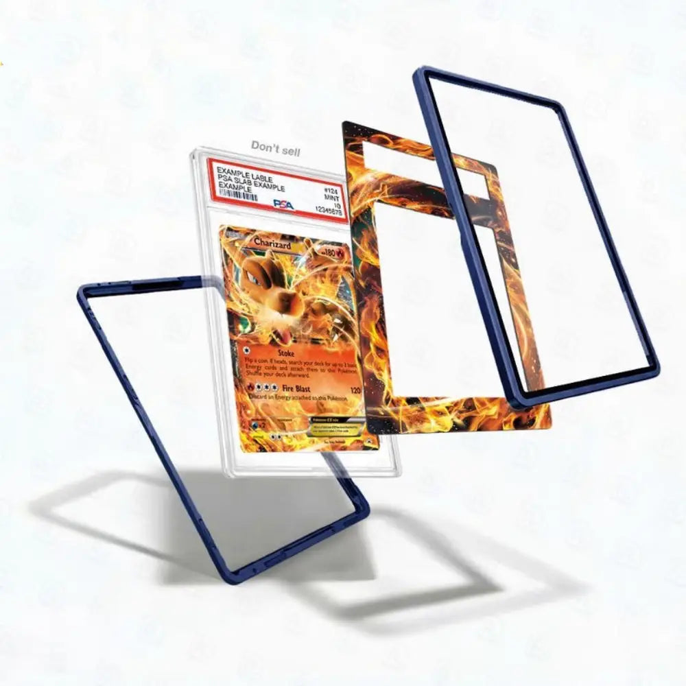 Card with protective blue border on a white background