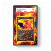 A PSA graded collectible Pokémon TCG card featuring Charizard, displayed inside a red and gold protective slab. The slab has a white header with grading details including the PSA logo and a sample barcode.