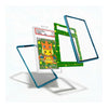 Three transparent acrylic or glass display frames with colored borders are arranged on a white background. One frame holds a graded Pokémon TCG card, and two additional frames are shown behind it.