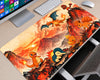 Charmander Pokémon Fire-type gaming mouse pad featuring Charmander, Charizard, Cyndaquil, Torchic, and other fire Pokémon across a dramatic volcanic landscape at sunset.