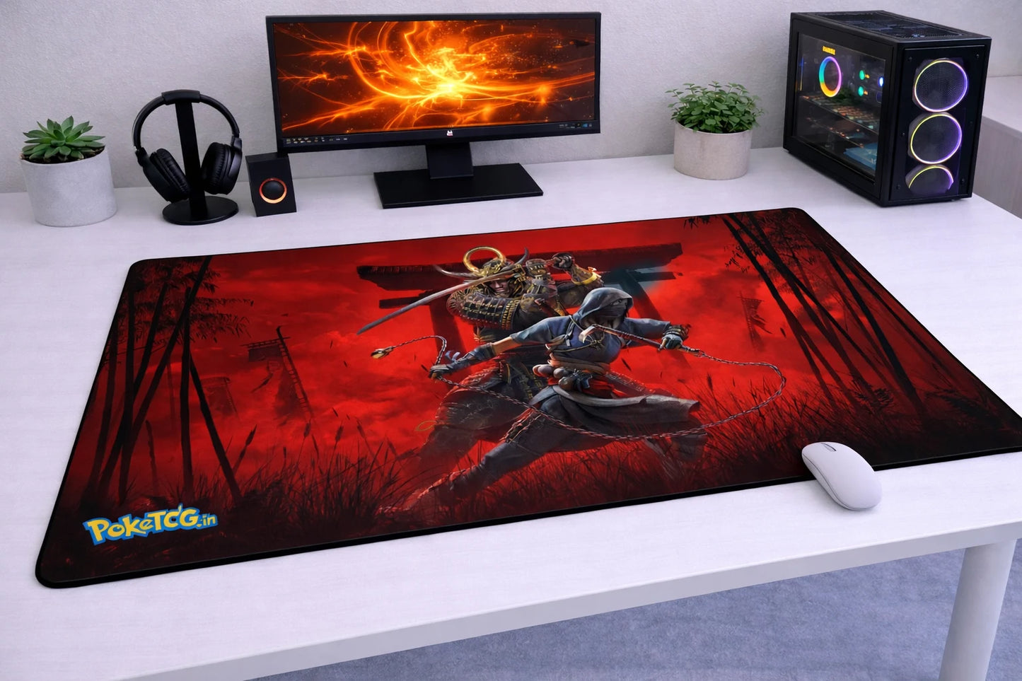 Assassin's Creed Shadows "Shinobi & Samurai" XXL Gaming Mousepad – 24" x 12" Aesthetic Desk Mat- Poketcg.in