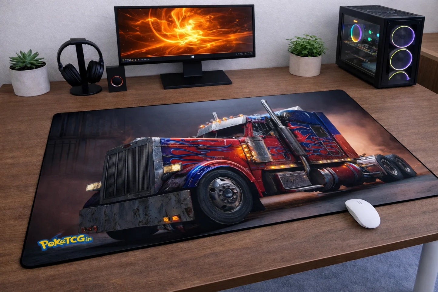 Transformers "Optimus Prime Truck" XXL Gaming Mousepad – 24" x 12" Aesthetic Desk Mat- Poketcg.in