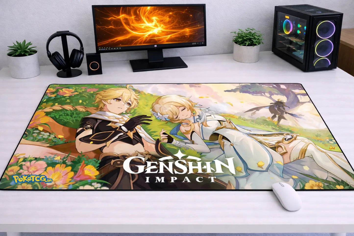 Genshin Impact "Traveler’s Rest" XXL Gaming Mousepad – 24" x 12" Aesthetic Desk Mat- Poketcg.in