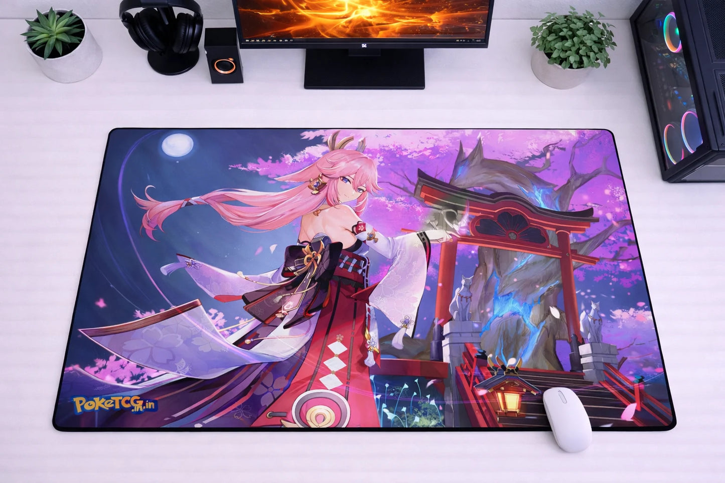 Genshin Impact "Guuji of the Grand Shrine" XXL Gaming Mousepad – 24" x 12" Aesthetic Desk Mat- Poketcg.in