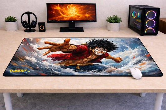 One Piece "Luffy’s Great Wave" XXL Gaming Mousepad – 24" x 12" Aesthetic Desk Mat- Poketcg.in