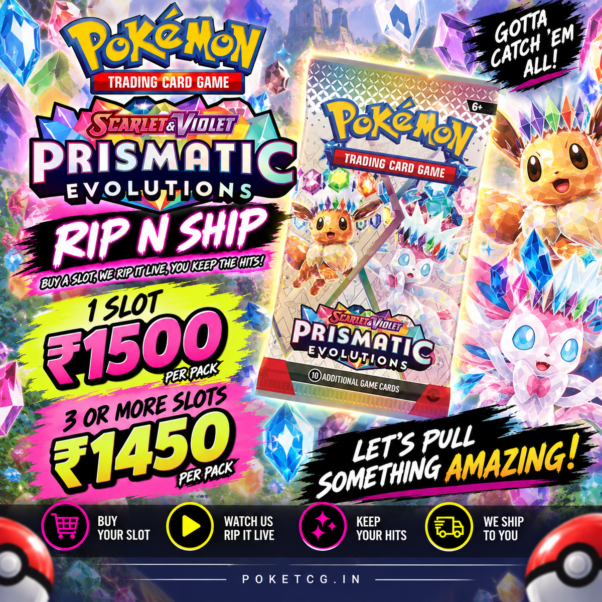 Pokémon TCG Scarlet & Violet – Prismatic Evolutions Booster Pack (ENGLISH) | Rip & Ship