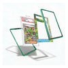 A set of transparent phone cases with a metallic teal-green border, shown floating in an exploded view. One case is open to display a colorful anime-style illustration insert, and another case is shown with a matching landscape print on the back.