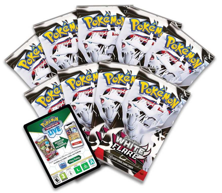 Collection of Pokémon trading card game packs on a white background