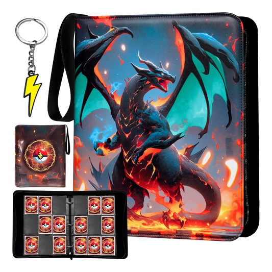 Collection of dragon-themed items including a keychain, card holder, and wallet with dragon design.