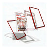 A set of clear acrylic picture frames with red borders, shown floating in a dynamic arrangement against a white background. One frame displays a colorful anime collage insert, while another features a black-and-white sketch pattern.