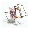 Three transparent protective cases for tablets are shown floating against a white background, with one case displaying a graded anime trading card insert. The cases are clear with metallic gold-toned edges.