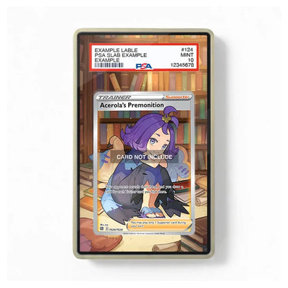 A PSA graded trading card in a clear protective slab, featuring Acerola's Premonition from Pokémon. The slab has a red and white PSA grading label at the top and a clear outer border, set against a clean white background.