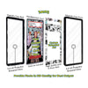 A product diagram showing a customizable magnetic phone case with a central card slot. The diagram includes three labeled panels: 'Magnetic Case Back' with full UV protection tempered glass, 'Magnetic Case Front' with full UV protection tempered glass, and 'PSA/BGS/CGC Card' showing a placeholder for custom image art.