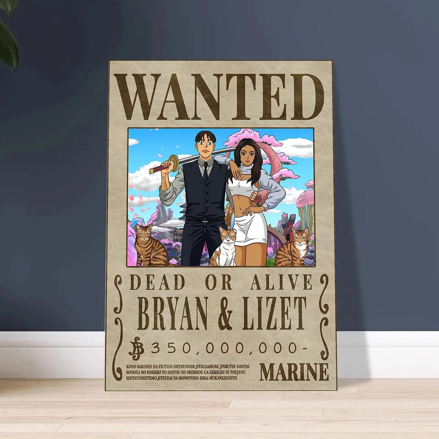 Custom Wanted Poster Couple Anime Style Dead or Alive Personalized Bounty Poster Gift for Couples Friends Portrait - PokeTCG