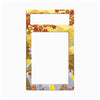 A rectangular picture frame with rounded corners, featuring a Japanese autumn landscape illustration with red maple leaves, mountains, and traditional buildings around the border. The center is blank white, and there is a small horizontal slot at the top.