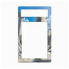 A rectangular picture frame with a decorative anime-style illustration border featuring ruins, blue sky, and clouds, shown on a plain white background.