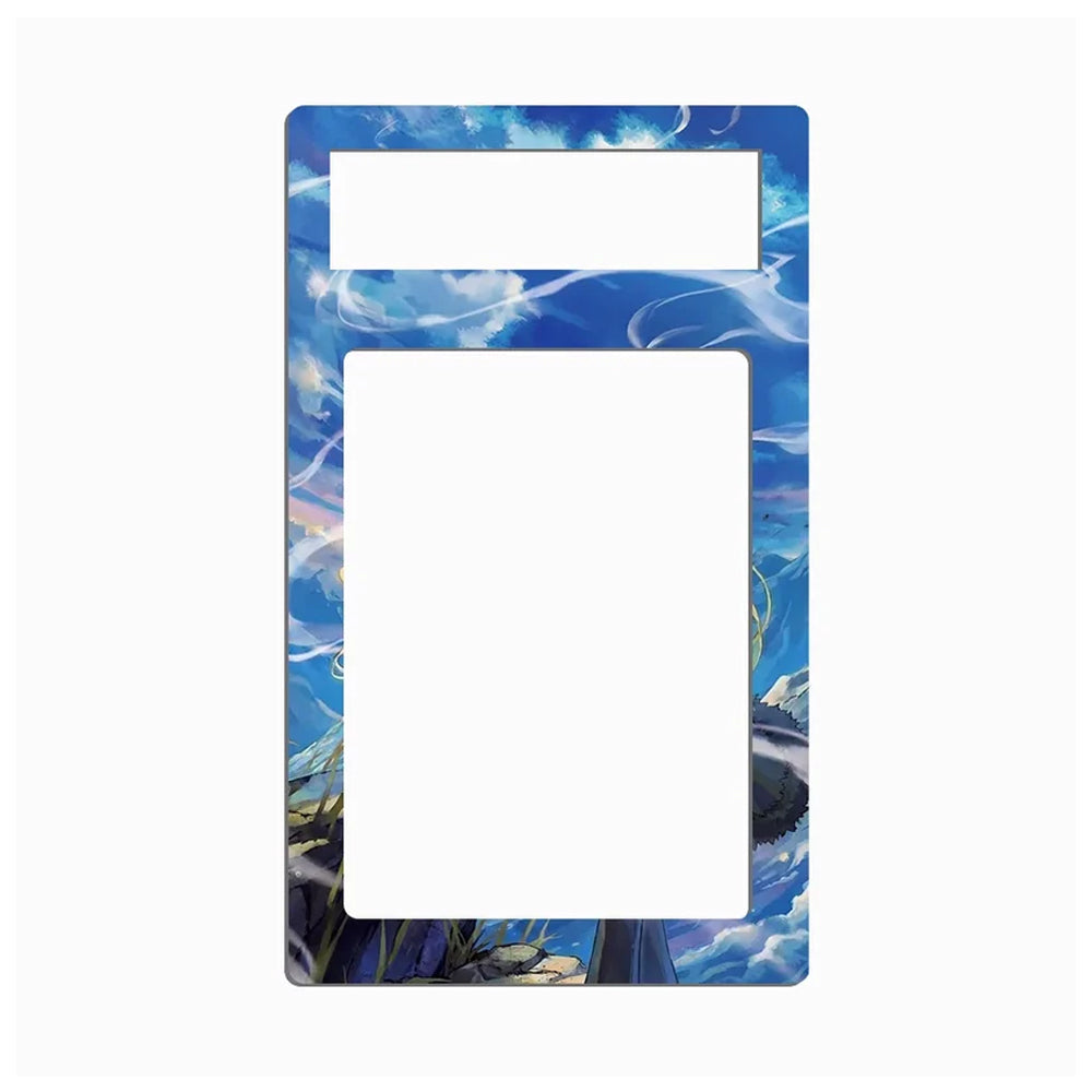 A rectangular picture frame with rounded corners featuring an artistic blue and white watercolor landscape design, shown against a plain white background.