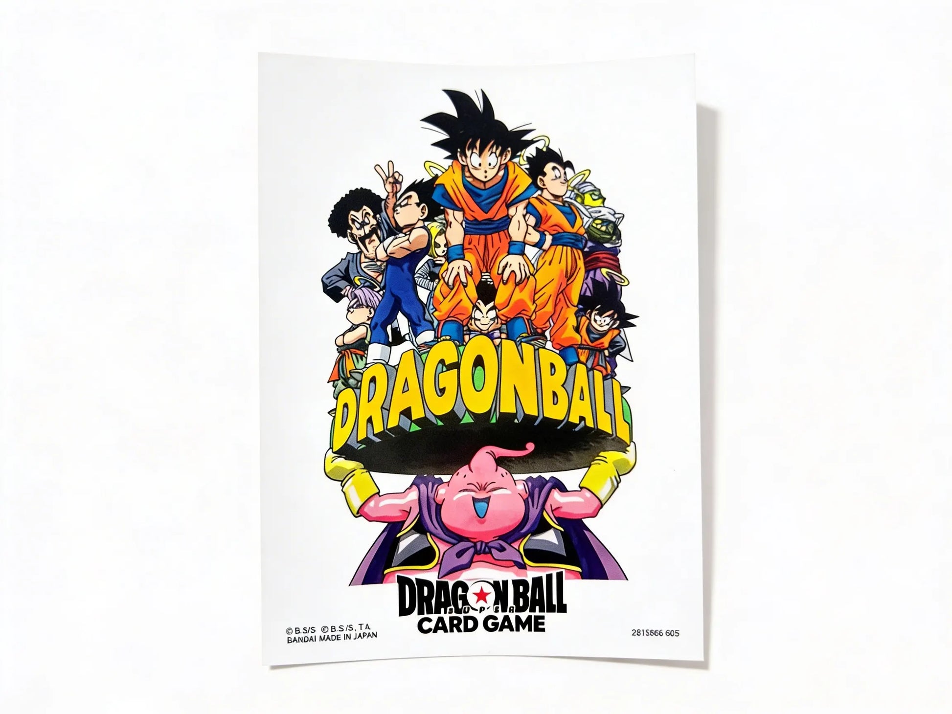 Official Dragon Ball Super Fusion World card sleeves featuring the legendary battle between Son Goku and Majin Buu in a dynamic black-and-white manga art style.