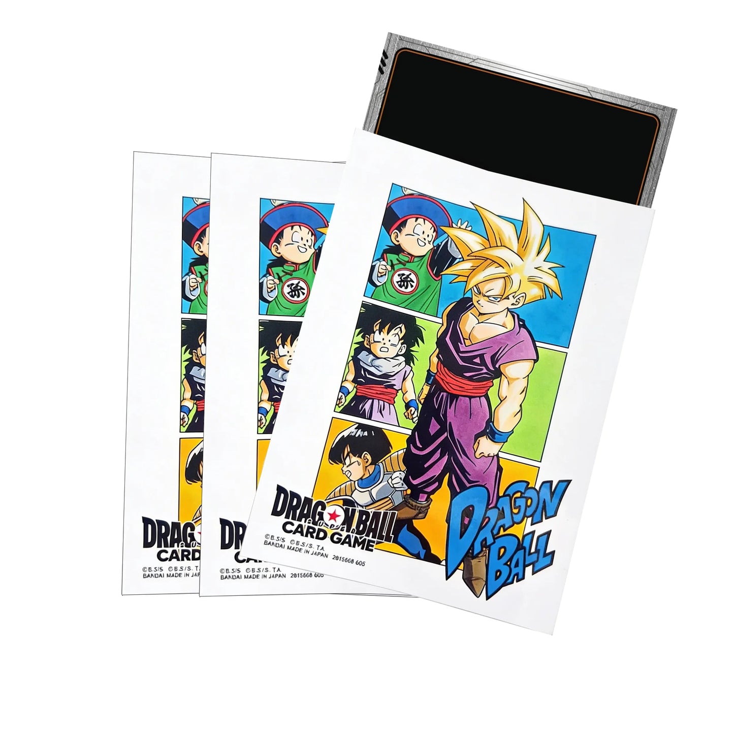 Official Dragon Ball Super Fusion World card sleeves featuring Son Gohan in a high-intensity manga art style, part of the exclusive Manga Collection 4 series.