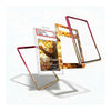 Three transparent phone case frames with metallic rose gold and gold edges are displayed floating around a graded PSA basketball card on a clean white background.