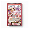 A red-bordered PSA grading card showing a collectible card example with comic-style artwork, text fields, and a 'Card Not Include' watermark, photographed on a white background.