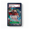 A PSA graded sample collectible card slab showing a Dracule Mihawk card, with a black protective case on a white background.