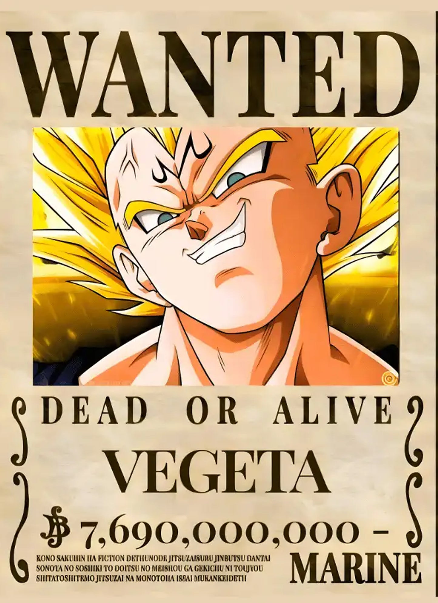 Dragon Ball Vegeta Wanted Poster Dead or Alive Anime Art - PokeTCG