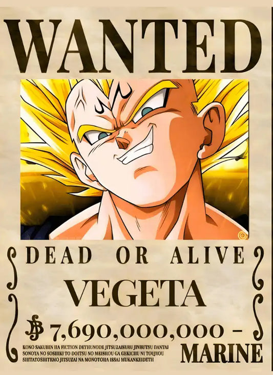 Dragon Ball Vegeta Wanted Poster Dead or Alive Anime Art - PokeTCG