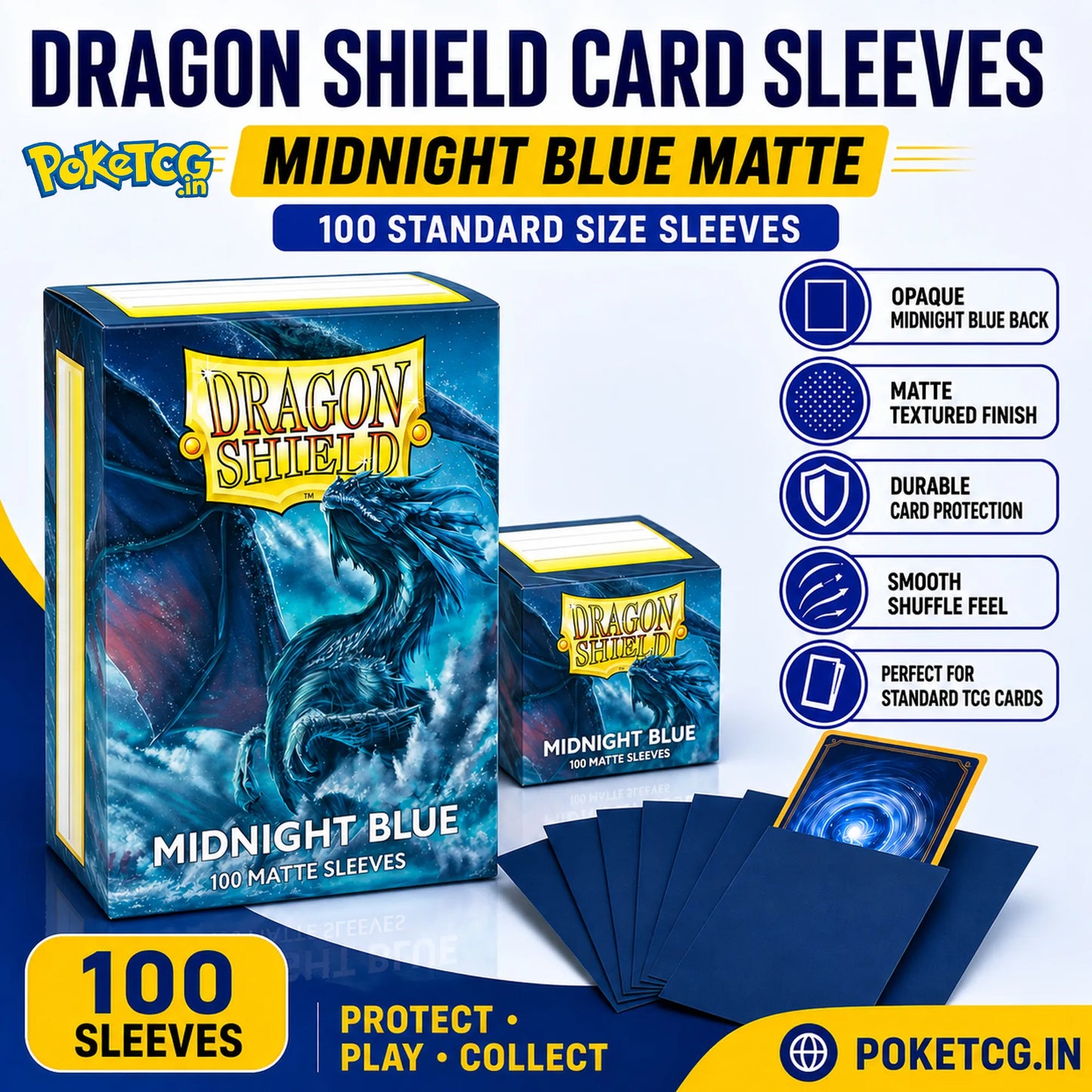 Dragon Shield Matte " Single Sleeve" – Midnight Blue Standard Size