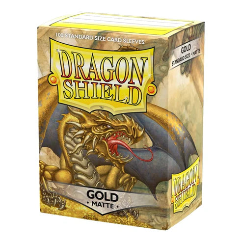 Dragon Shield | Standard Size Card Matte Sleeves | 100 CT - Smooth & Tough Premium TCG Sleeves | Compatible with Pokemon, Flesh & Blood, One Piece & Magic The Gathering | Gold Matte