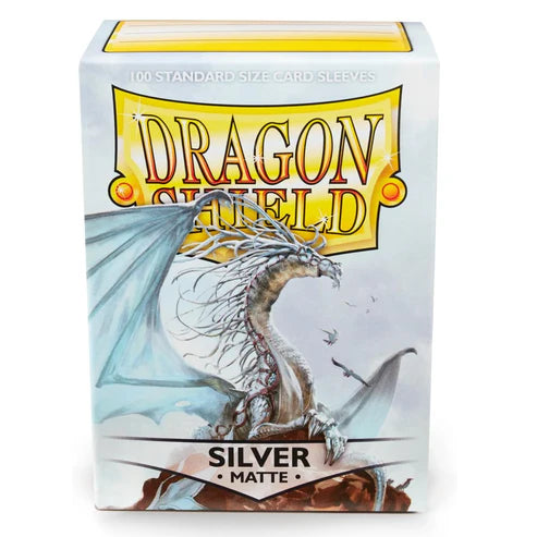 Dragon Shield | Standard Size Card Matte Sleeves | 100 CT - Smooth & Tough Premium TCG Sleeves | Compatible with Pokemon, Flesh & Blood, One Piece & Magic The Gathering | Silver - Matte