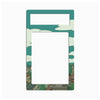 A rectangular picture frame with rounded corners, featuring a teal and cream cloud pattern with a small illustrated town scene along the bottom border.