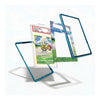 A set of Pokémon trading card sleeves and protective cases shown floating on a white background, with a graded card partially inserted into one sleeve. The products feature a translucent blue border and printed scenic designs including mountains, sky, and grass.